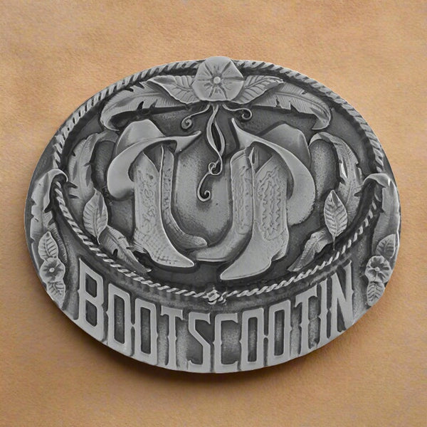 bootscootin pewter belt buckle