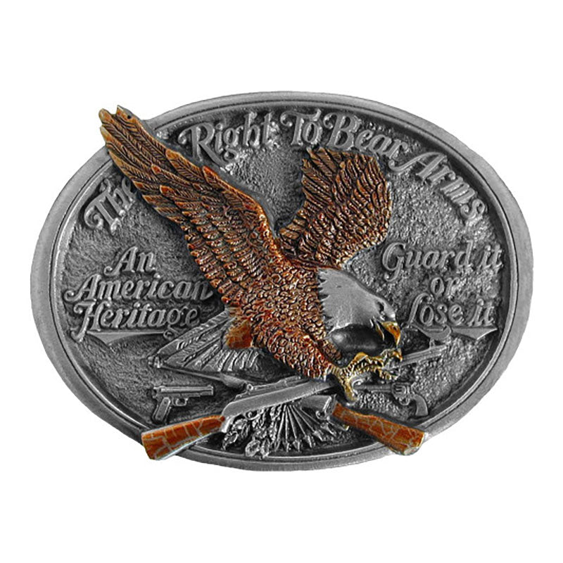 the right to bear arms eagle enamel belt buckle