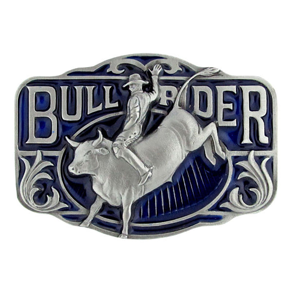 bullrider pewter and enamel belt buckle