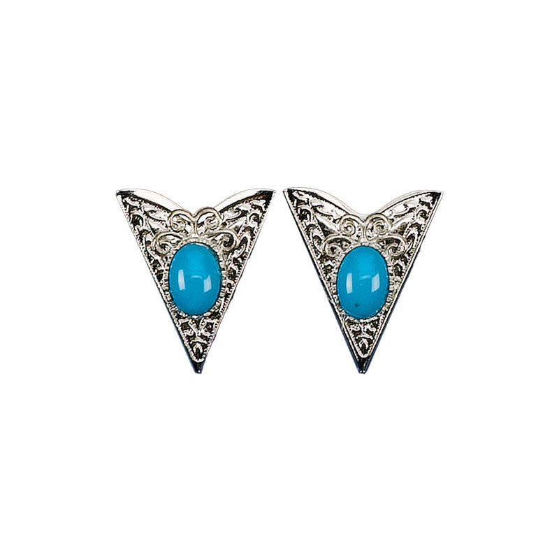 silver collar tips with turquoise stones