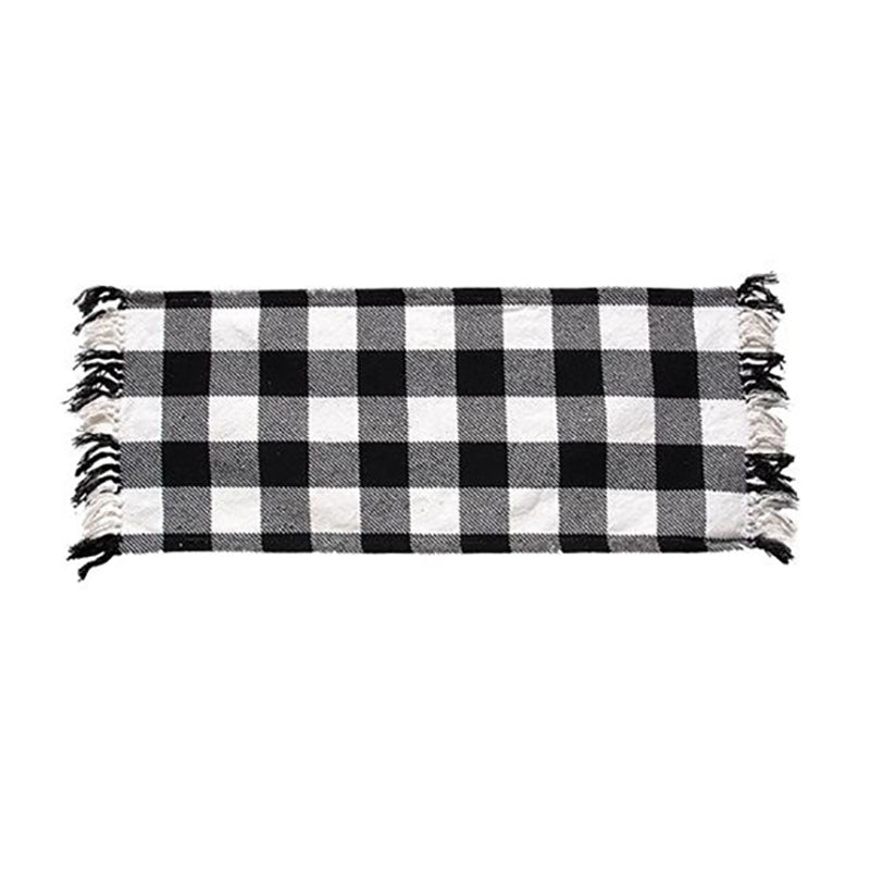 Black and White Buffalo Check Short Table Runner G40322BWSR