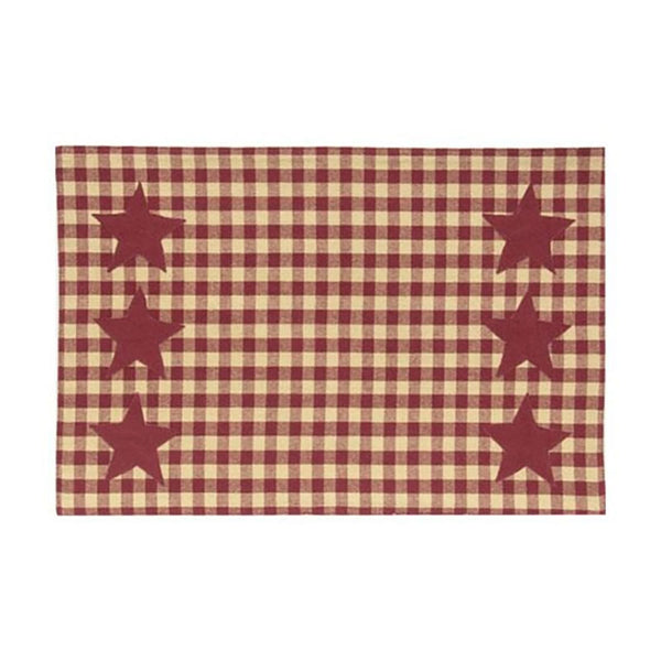 burgundy and tan checkered stars placemats