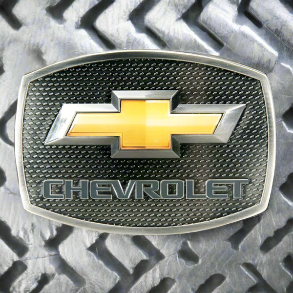 chevrolet logo enamel and pewter belt buckle