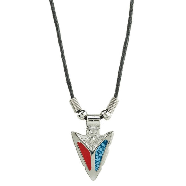 turquoise and coral arrowhead necklace