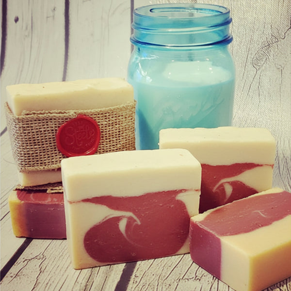 crimson and cream goat milk bath soap