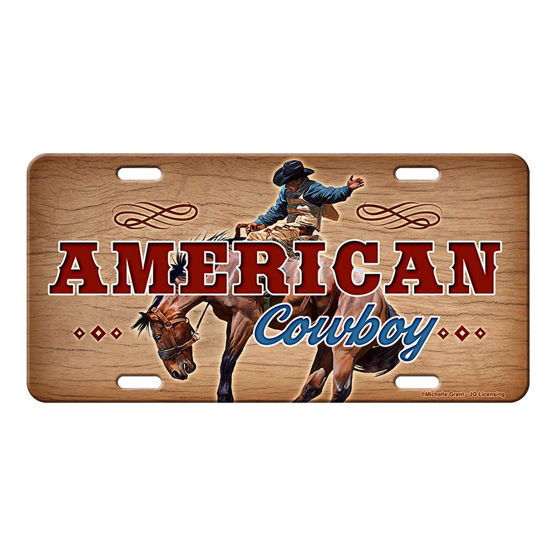 american cowboy bucking bronco vanity license plate