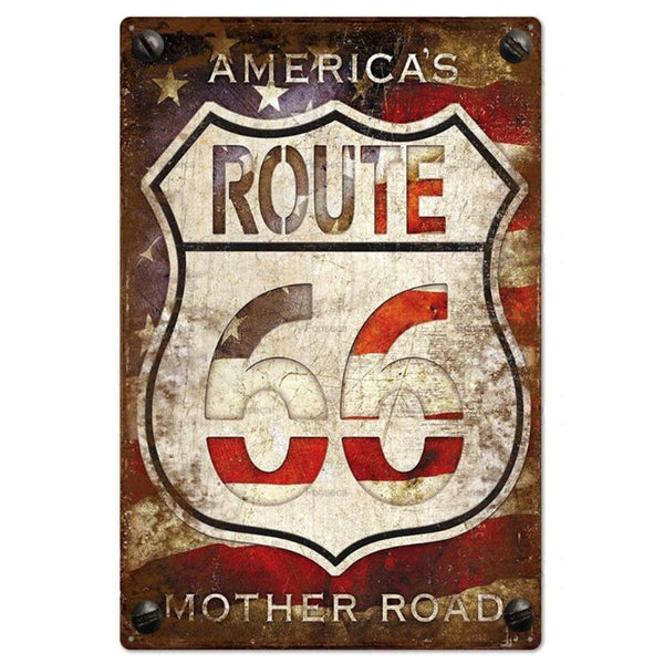americas mother road route 66 tin sign