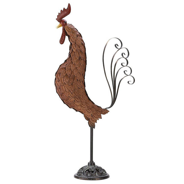 antiqued wrought iron sculpted rooster