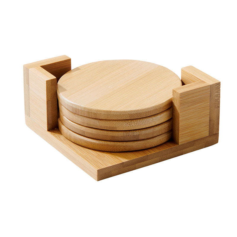bamboo wooden coasters and holder