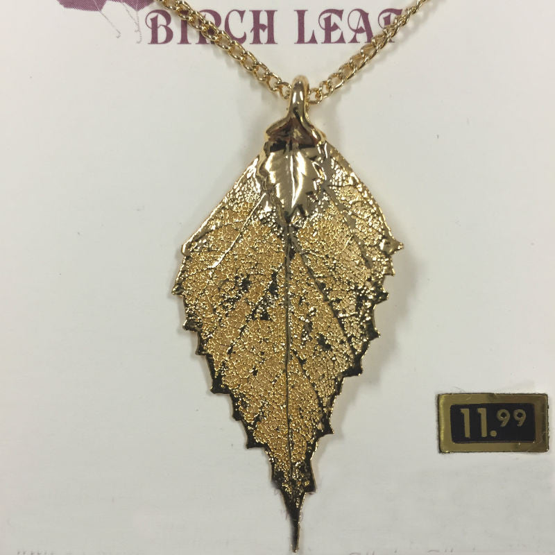 birch gold leaf necklace