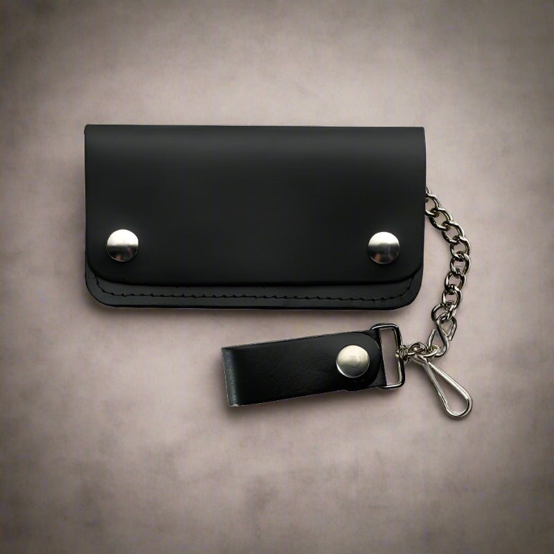Black Leather Bikers Wallet with Chain LW-4 | Buffalo Trader Online