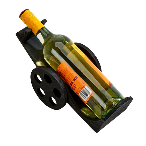 black wooden wine bottle cart