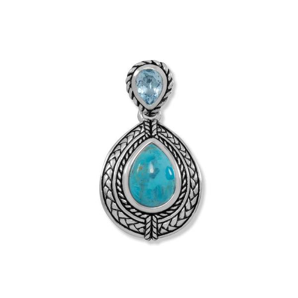 blue topaz and turquoise necklace pendant