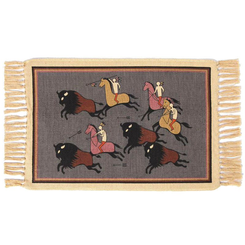 bordered buffalo hunters stencil tapestry placemat