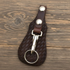 小物 llife leather key chain Brown Leather Basketweave Key Fob KC-9 | Buffalo Trader Online