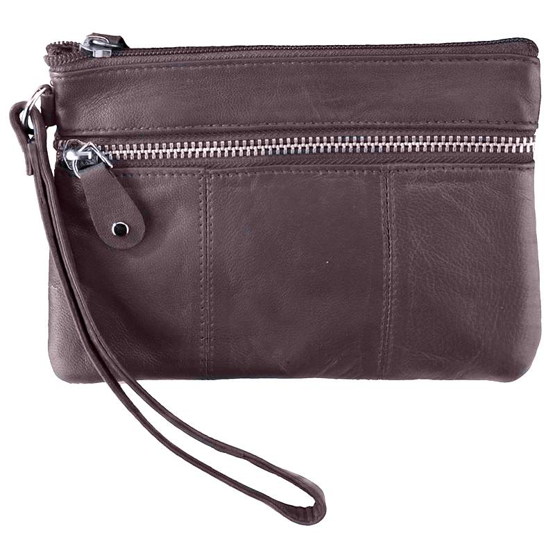 brown wristlet zippered handbag