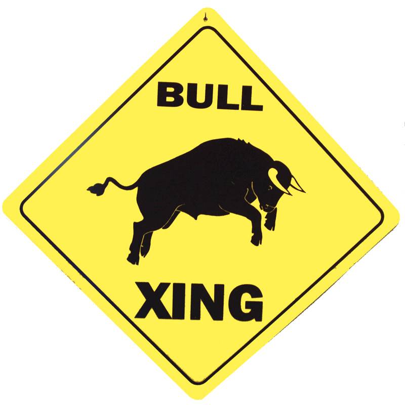 bull crossing sign