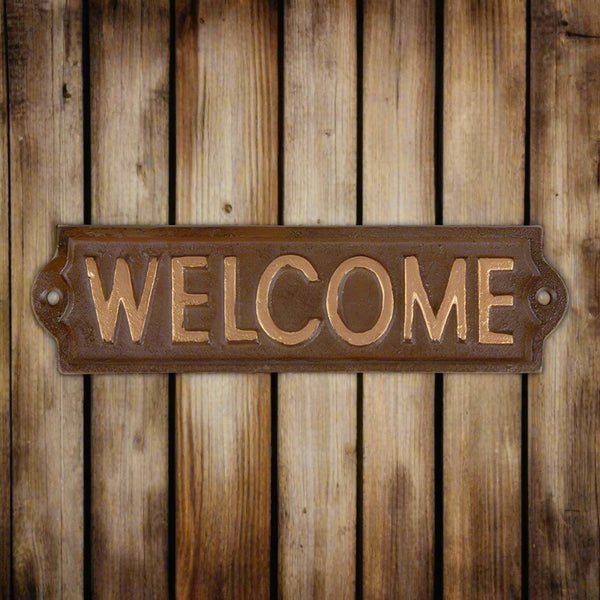 cast iron welcome sign