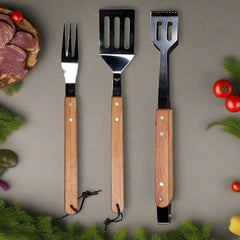 Country Wooden BBQ Grilling Utensils Set ZUTL0005 | Buffalo Trader