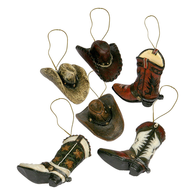 cowboy hat & boot christmas ornaments
