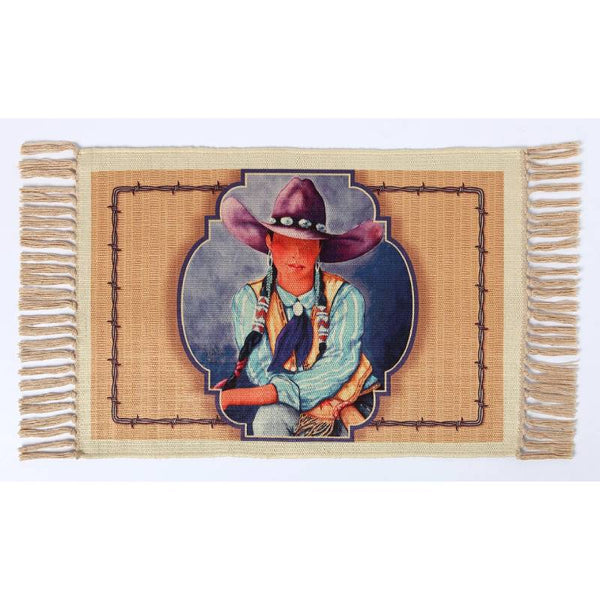 cowgirl blue digital print placemat