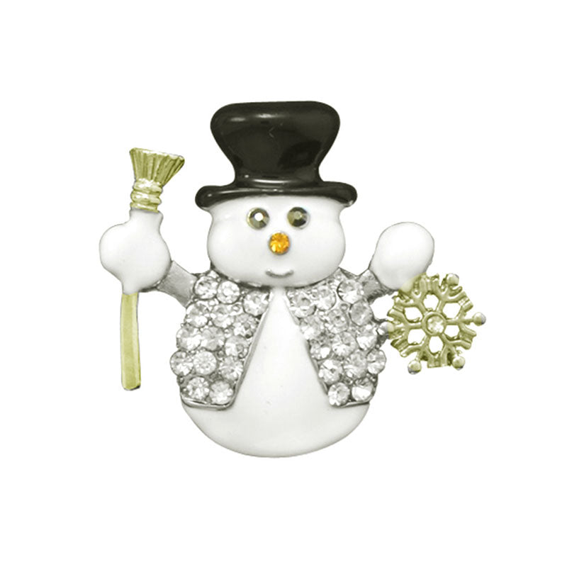 crystal snowman lapel pin