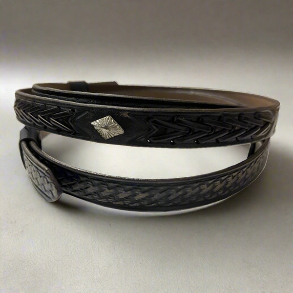 dark brown leather lace hat band