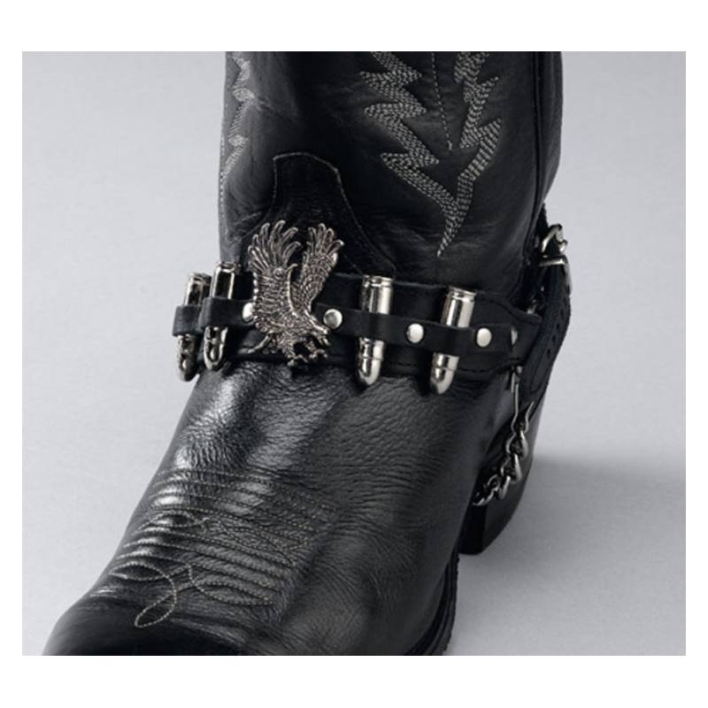 eagle and shot shells leather boot straps