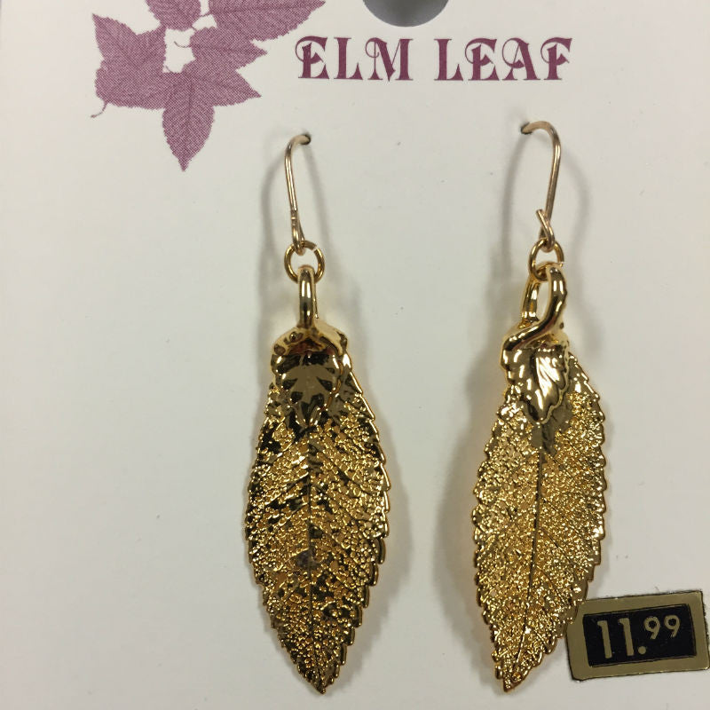 elm gold leaf earrings