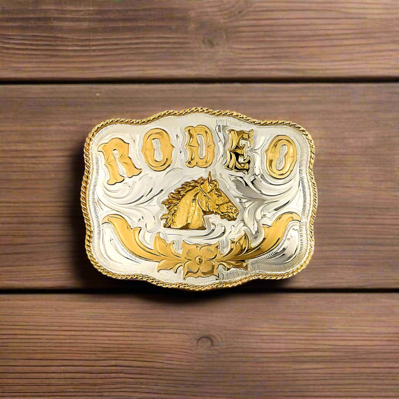 Sunrise Outlet German Silver Tone Rodeo Belt Buckle with Horsehead