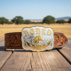 Extra Large Horsehead Rodeo Trophy German Silver Belt Buckle  display picture 2