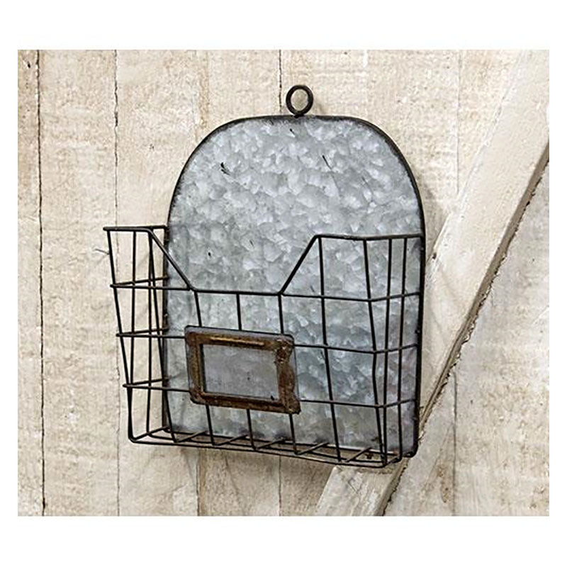 galvanized metal and wire mail pocket