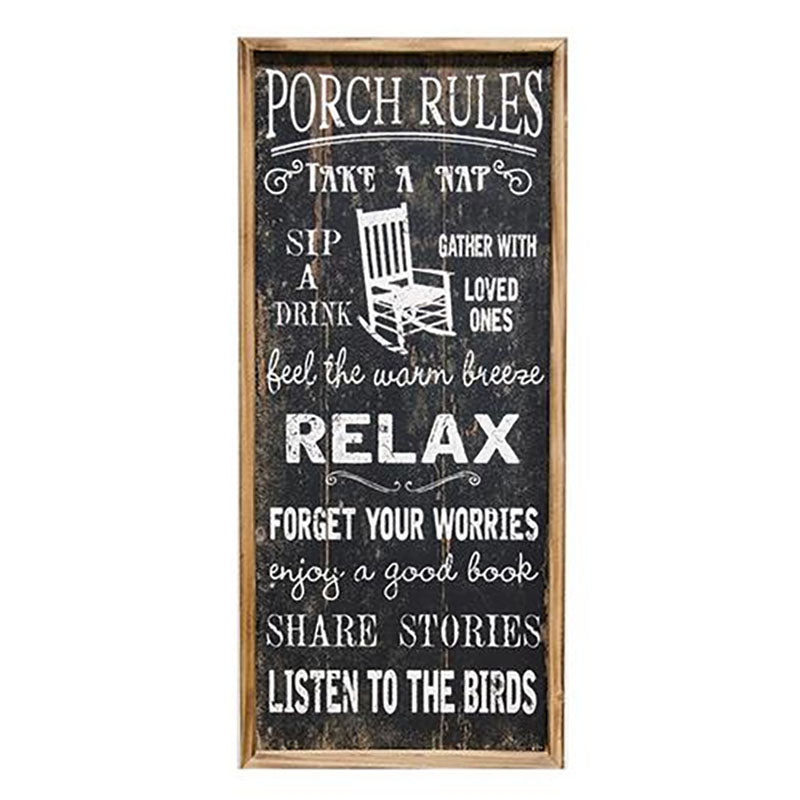 large porch rules sign