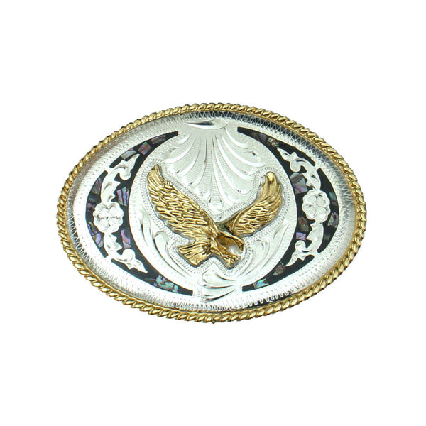 German Silver and Abalone Eagle Belt Buckle FR-810 | Buffalo Trader Online