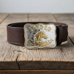 German Silver and Gold Rodeo Horse Belt Buckle FR-821  display picture 3