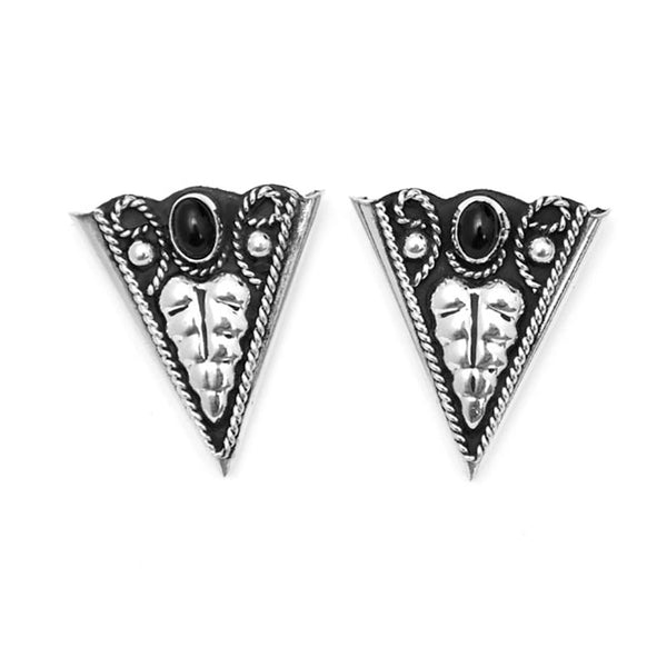 german silver black onyx collar tips