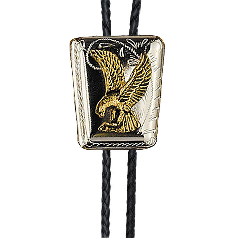 gold and silver eagle shield bolo tie
