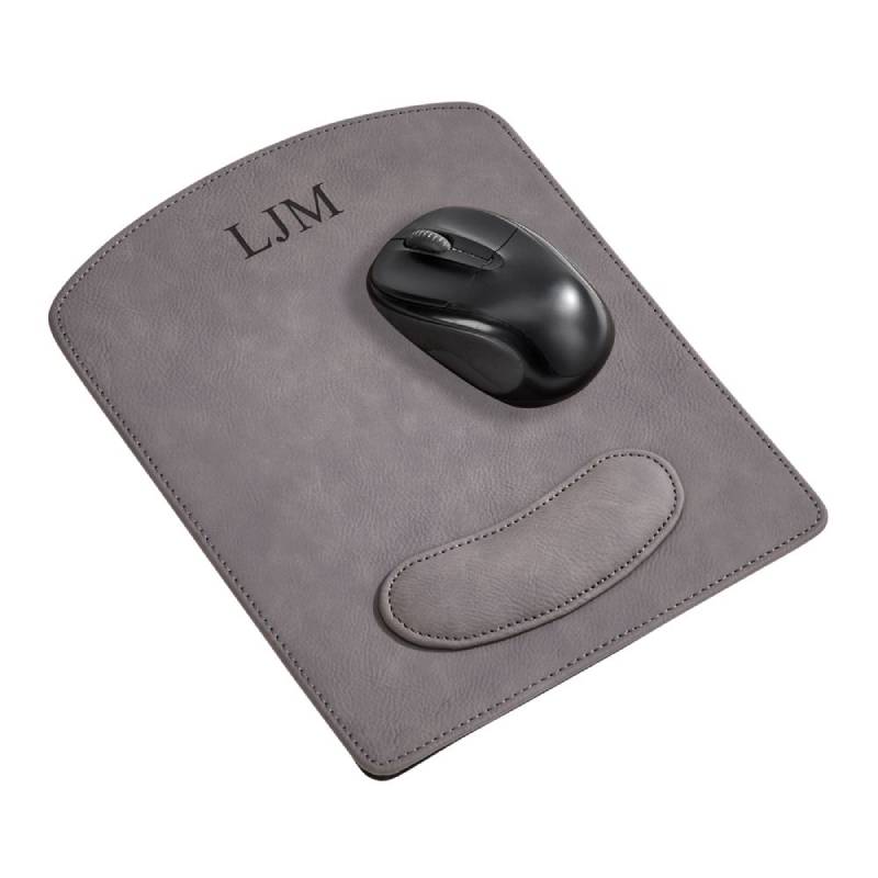 gray leatherette mouse pad