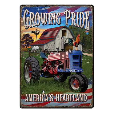 Growing Pride America's Heartland Farming Tin Sign