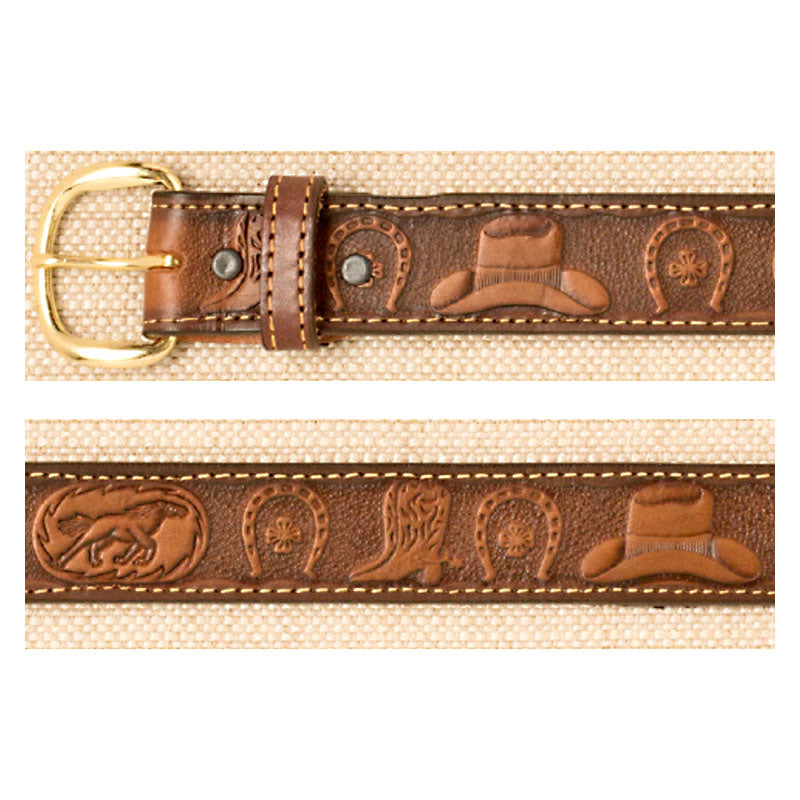 hats boots and horseshoes brown leather belt