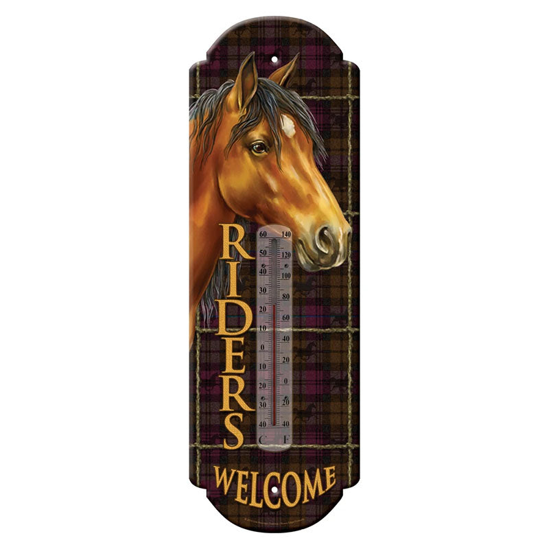 horses riders welcome thermometer