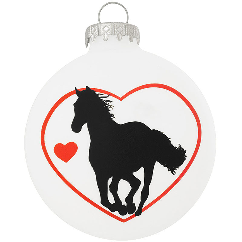 i love horses silhouette glass ornament