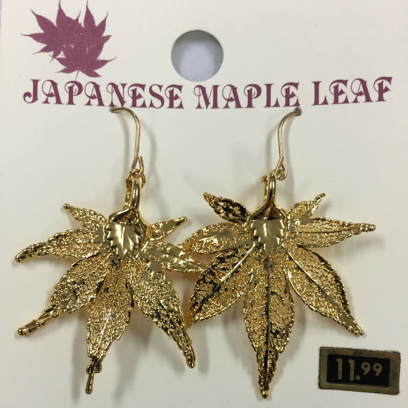 japanese maple gold leaf earrings