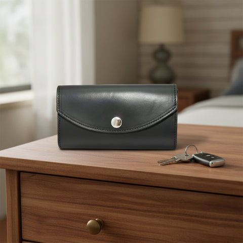 Ladies Black Leather Organizer Wallet