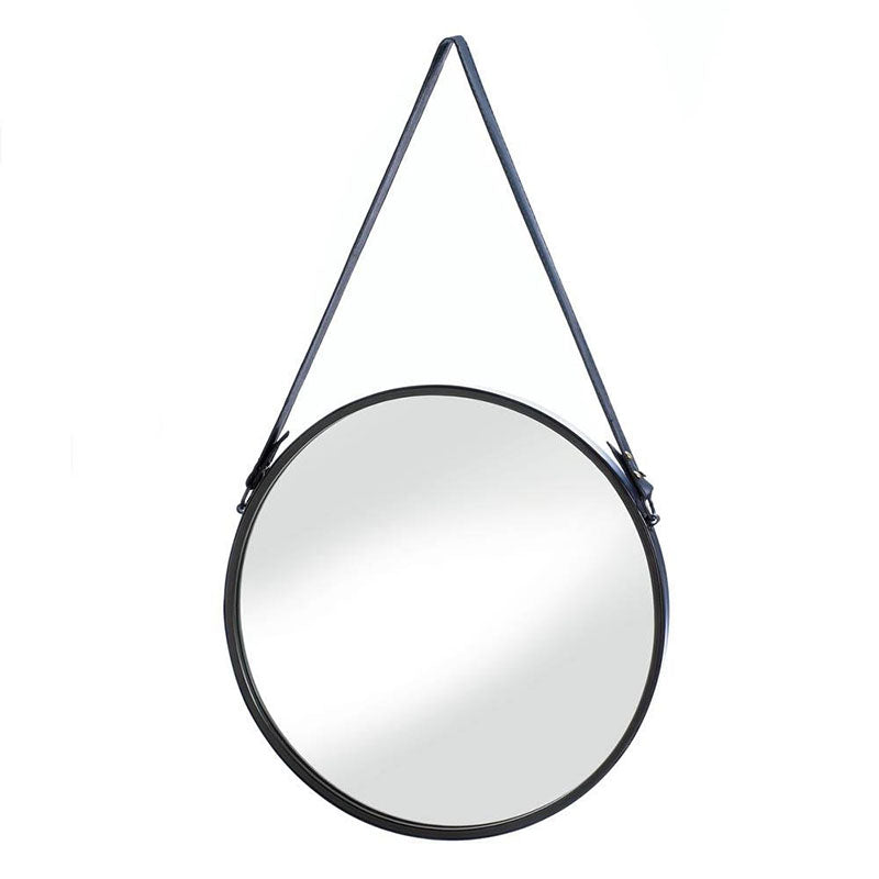 leather strap hanging wall mirror