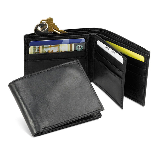 mens black leather bifold wallet