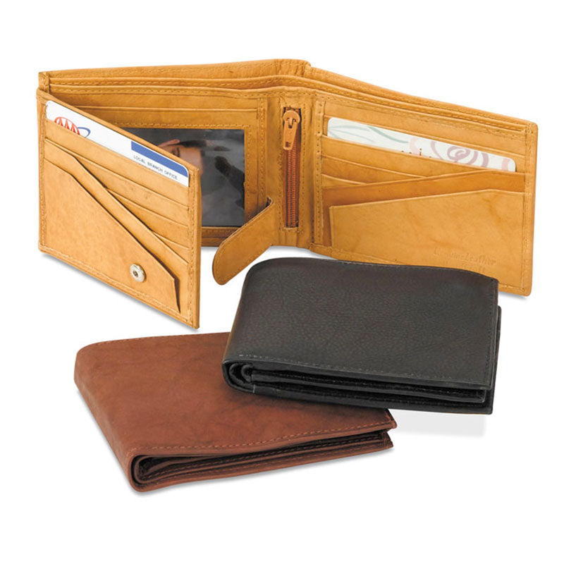 mens dual bifold leather wallet