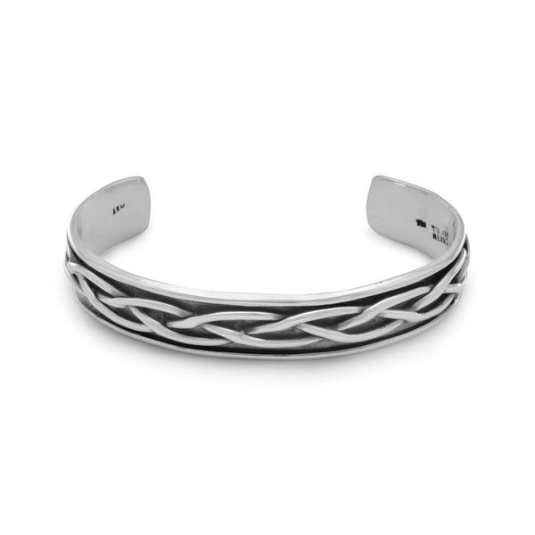 mens oxidized braided cuff bracelet
