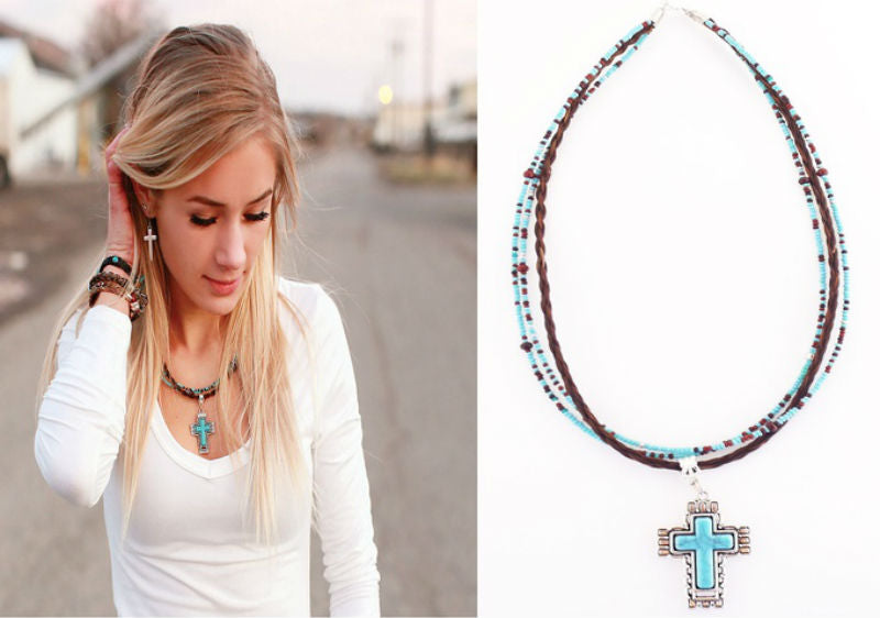 Turquoise Necklace, Cathedral Cross Necklace, Cross Pendant, Turquoise  Jewelry, Faith Necklace, Religious Jewelry | Wish