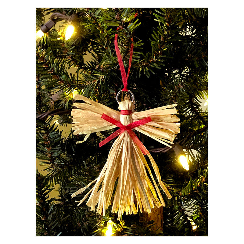 Natural Raffia Angel Christmas Ornament BTOANGEL